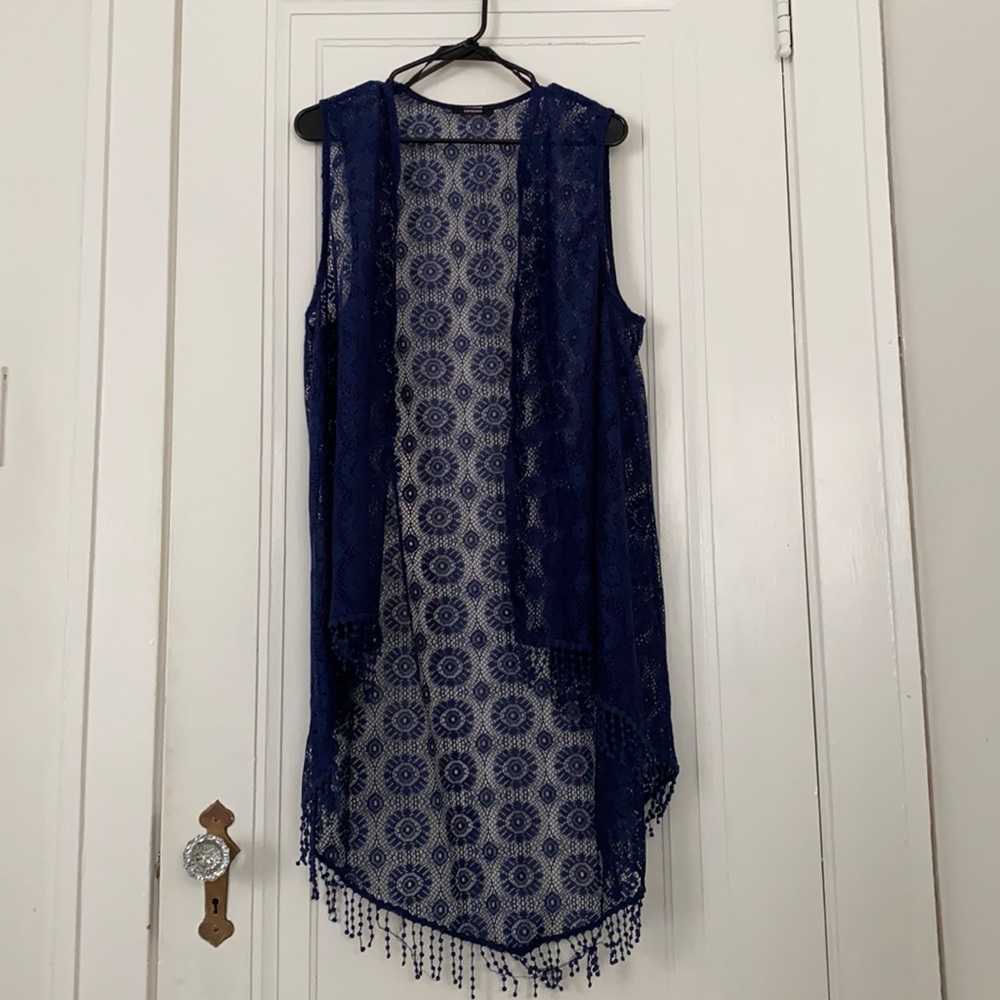 Sheer fringe kimono